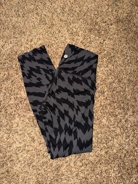 lululemon athletica Black and Dark Gray Patterned Leggings